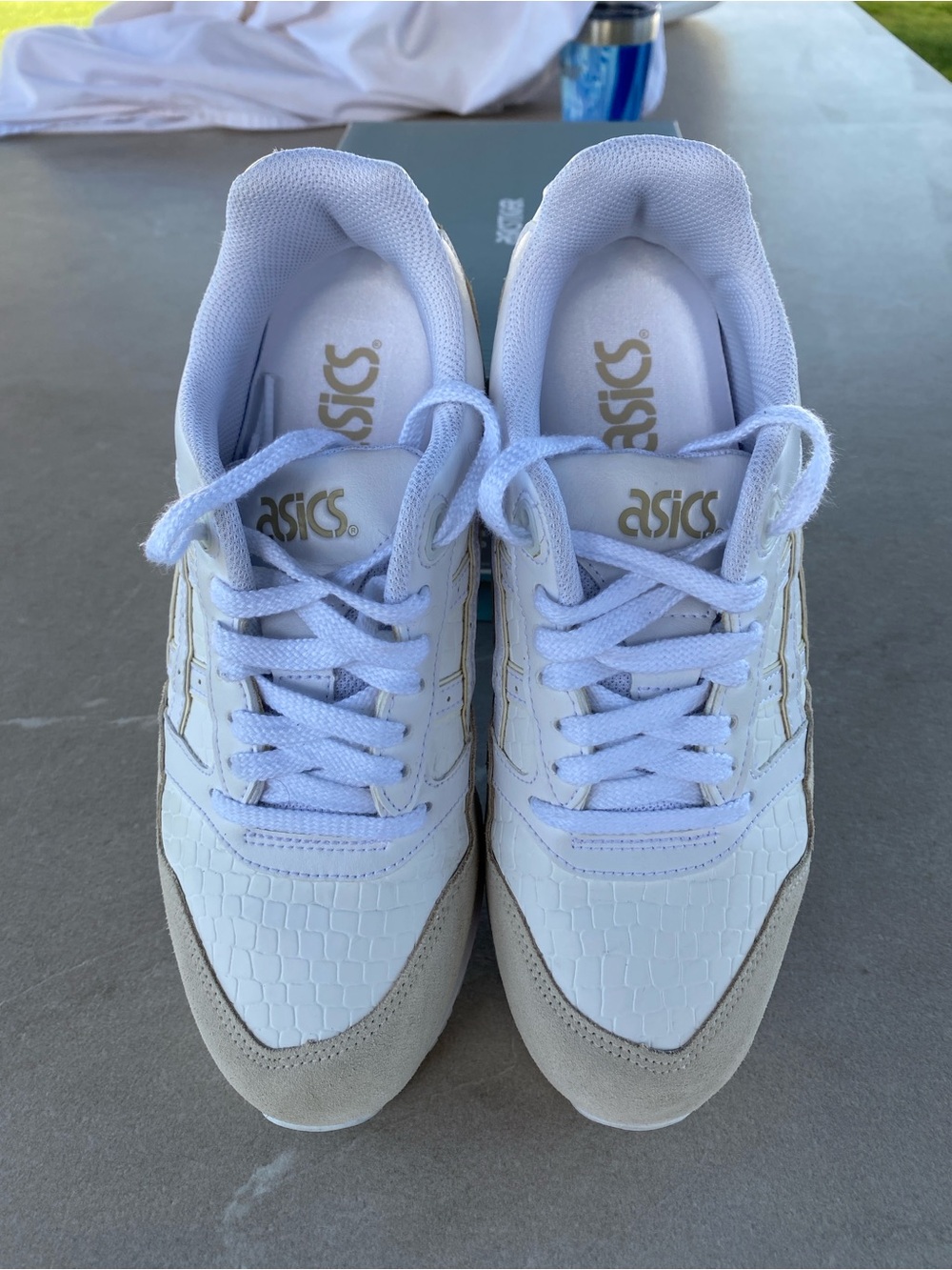 ASICS Women's White and Beige Sneakers, Size 8
